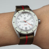 Lux Single Pass Strap in Khaki Red with Silver Buckle (20mm) - Nomad Watch Works MY