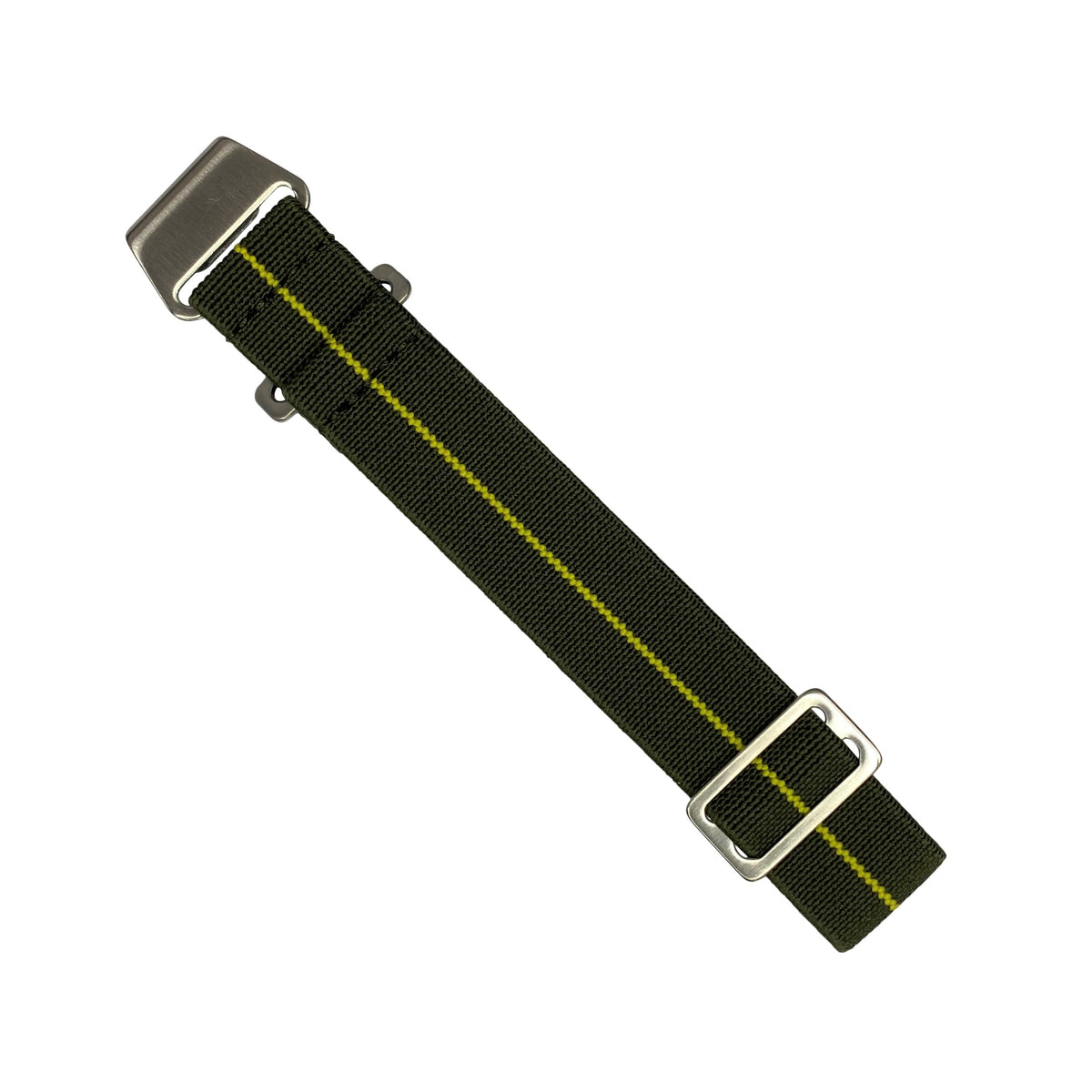 Marine Nationale Strap in Olive Yellow with Silver Buckle (20mm) - Nomad Watch Works Malaysia