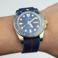 Marine Nationale Strap in Navy Red with Silver Buckle (20mm) - Nomad Watch Works MY