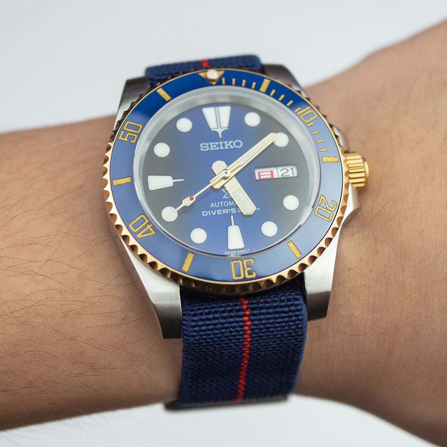 Marine Nationale Strap in Navy Red with Silver Buckle (20mm) - Nomad Watch Works MY