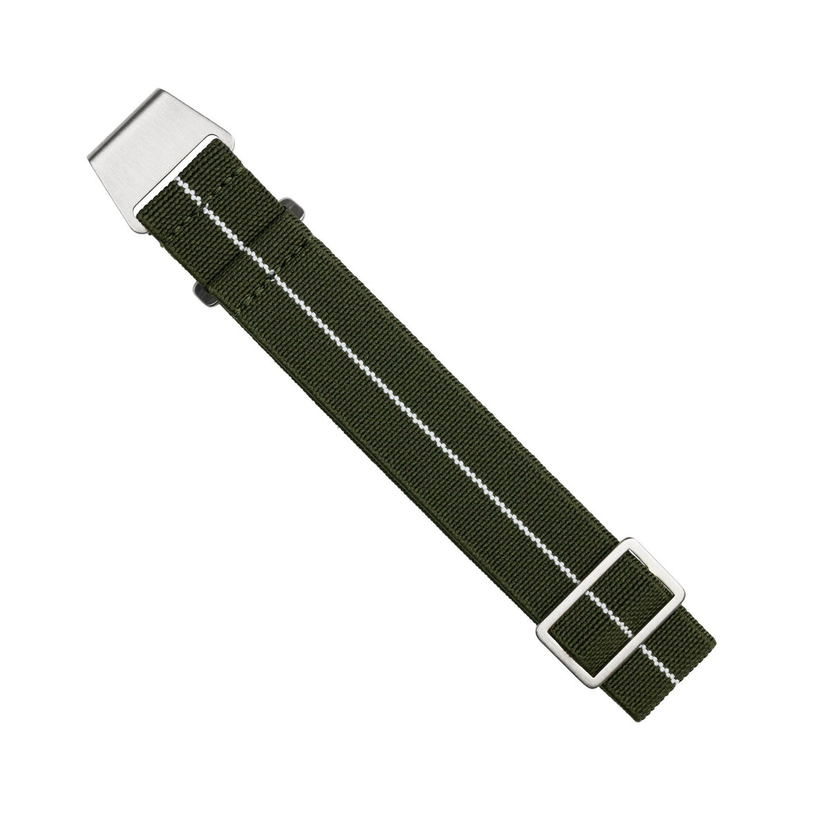 Marine Nationale Strap in Olive White with Silver Buckle (20mm) - Nomad Watch Works MY
