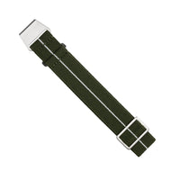 Marine Nationale Strap in Olive White with Silver Buckle (20mm) - Nomad Watch Works MY