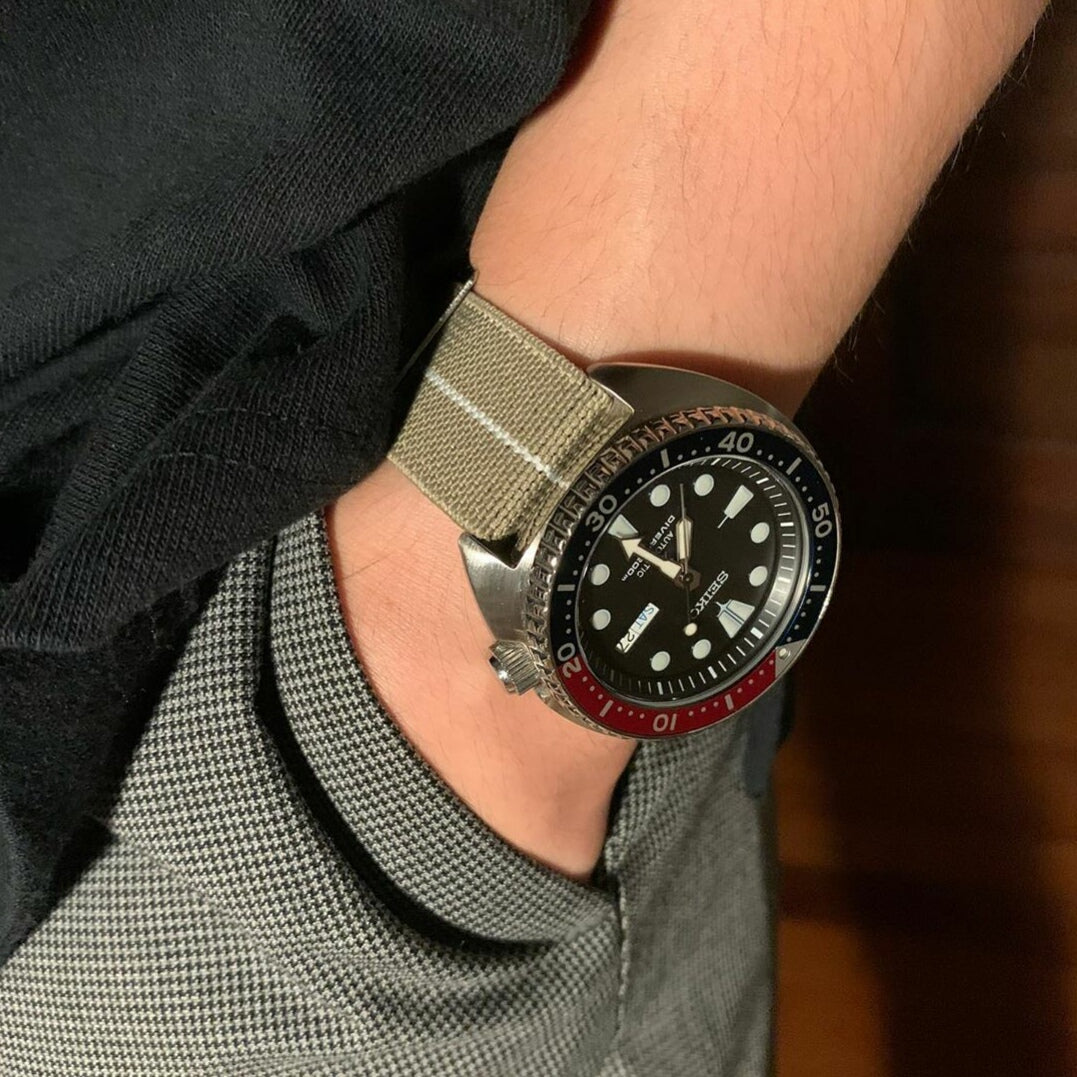Marine Nationale Strap in Khaki White with Silver Buckle (20mm) - Nomad Watch Works Malaysia
