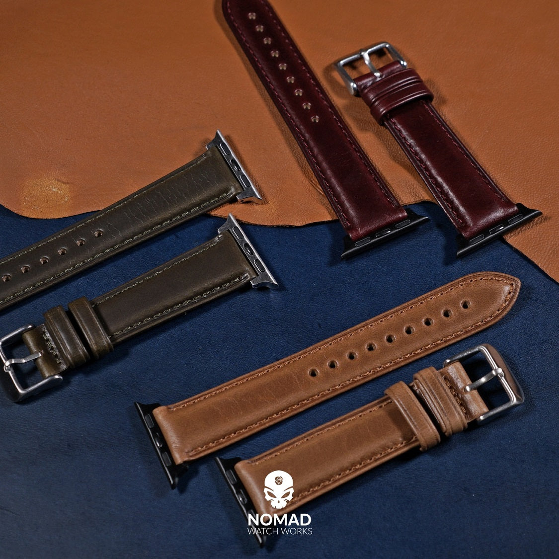 N2W Classic Horween Leather Strap in Chromexcel® Burgundy (38 & 40mm) - Nomad Watch Works Malaysia