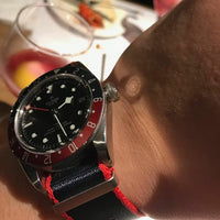 Seat Belt Nato Strap in Navy Red (Pepsi) with Brushed Silver Buckle (20mm) - Nomad Watch Works Malaysia