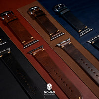 Apple Watch Premium Vintage Oil Waxed Leather Strap in Navy (38 & 40mm) - Nomad Watch Works Malaysia