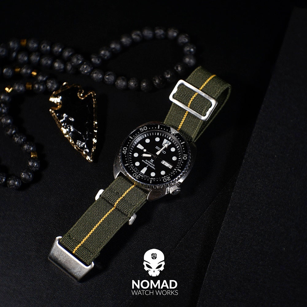 Marine Nationale Strap in Olive Yellow with Silver Buckle (20mm) - Nomad Watch Works Malaysia