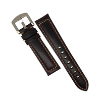 M2 Oil Waxed Leather Watch Strap in Maroon with Silver Buckle (20mm) - Nomad Watch Works Malaysia