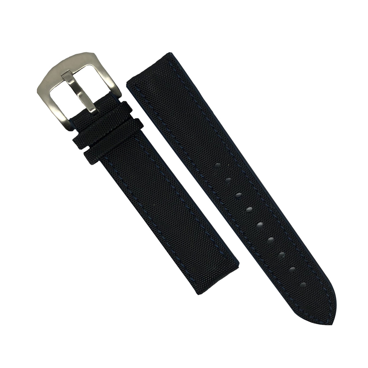 Performax N1 Hybrid Strap in Black with Blue Stitching (20mm) - Nomad Watch Works Malaysia
