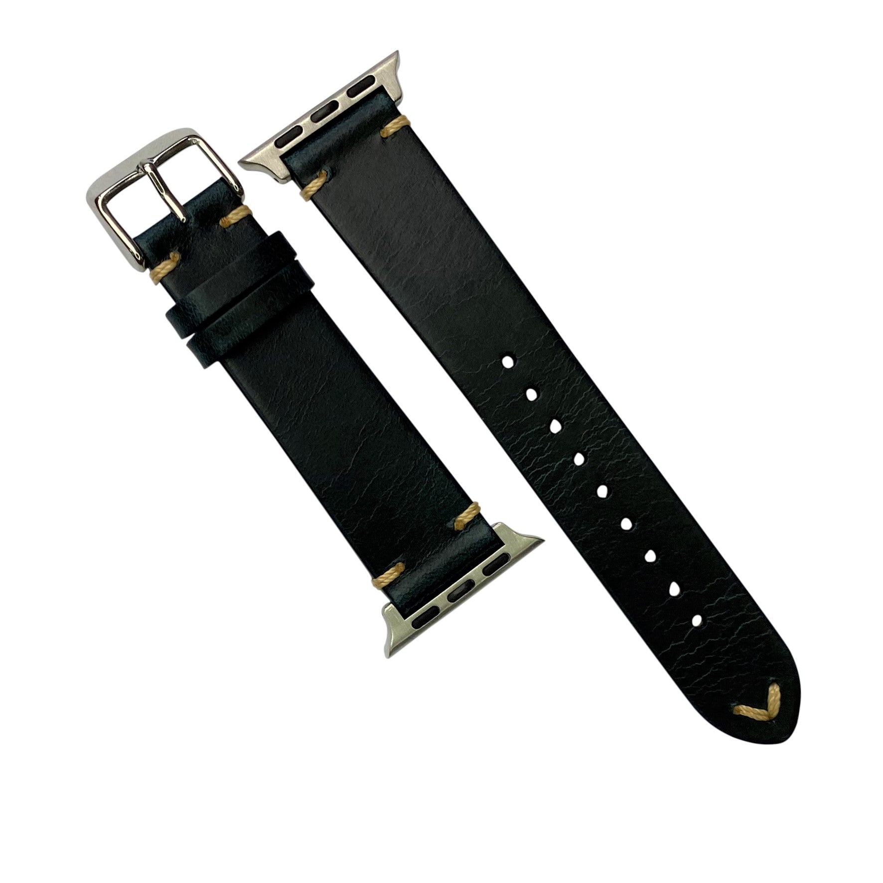 Apple Watch Premium Vintage Oil Waxed Leather Strap in Navy (38 & 40mm) - Nomad Watch Works Malaysia