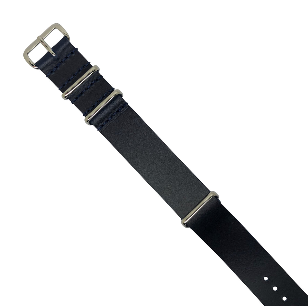 Premium Leather Nato Strap in Navy with Silver Buckle (18mm) - Nomad Watch Works Malaysia