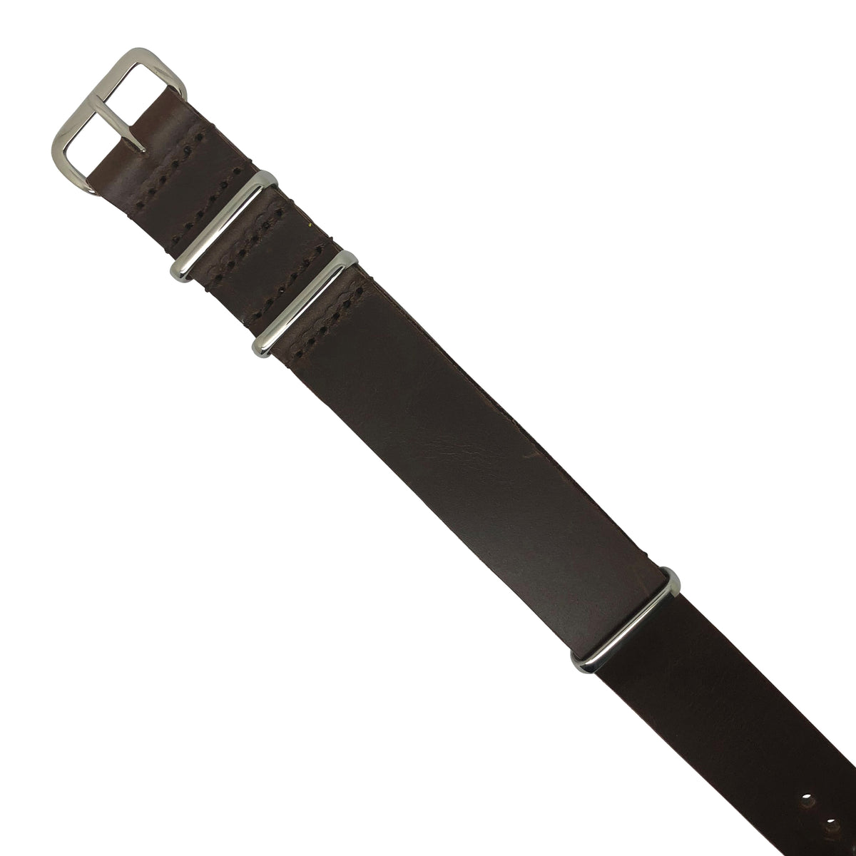 Premium Leather Nato Strap in Brown with Silver Buckle (18mm) - Nomad Watch Works Malaysia