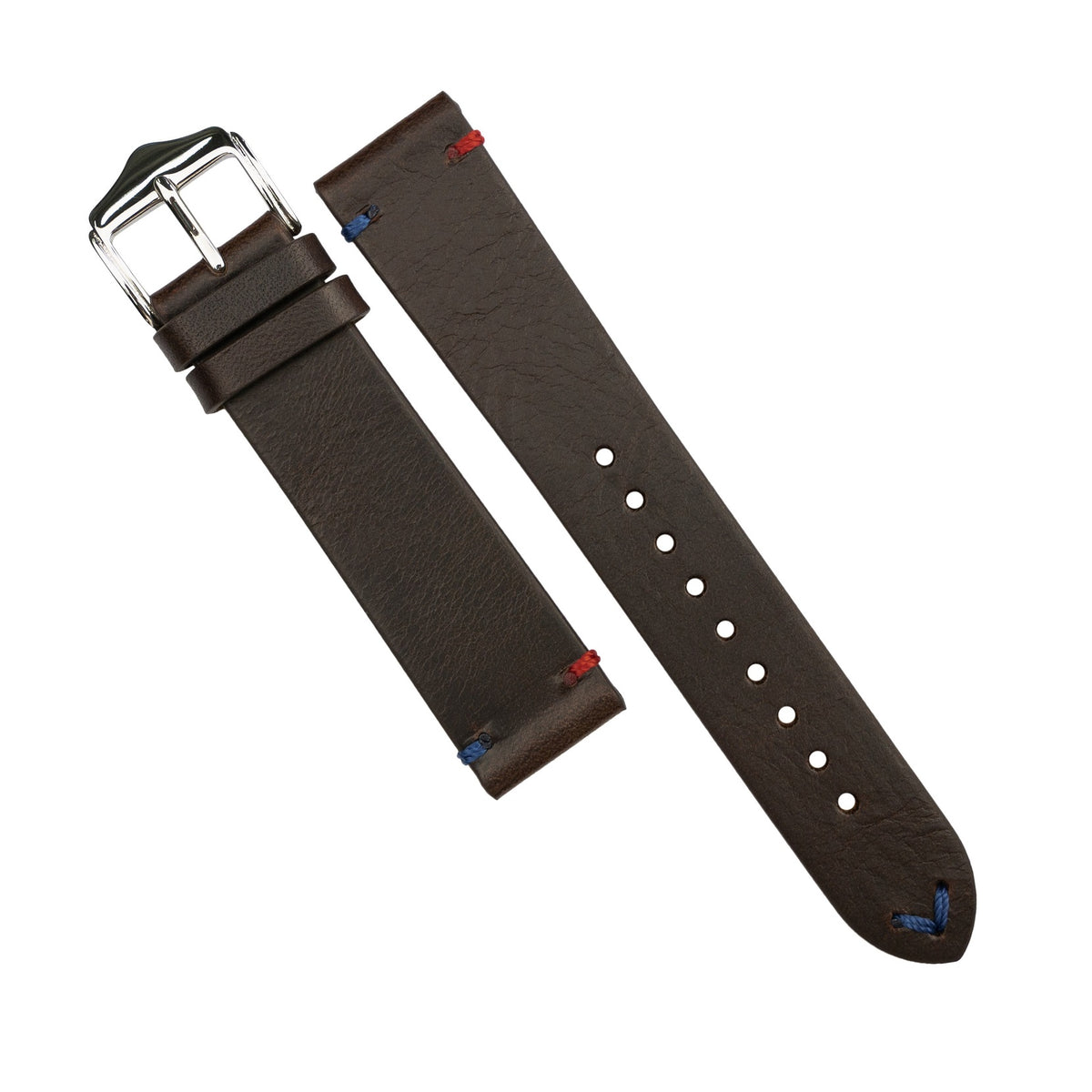 Premium Vintage Oil Waxed Leather Watch Strap in Brown - Pepsi (20mm) - Nomad Watch Works MY