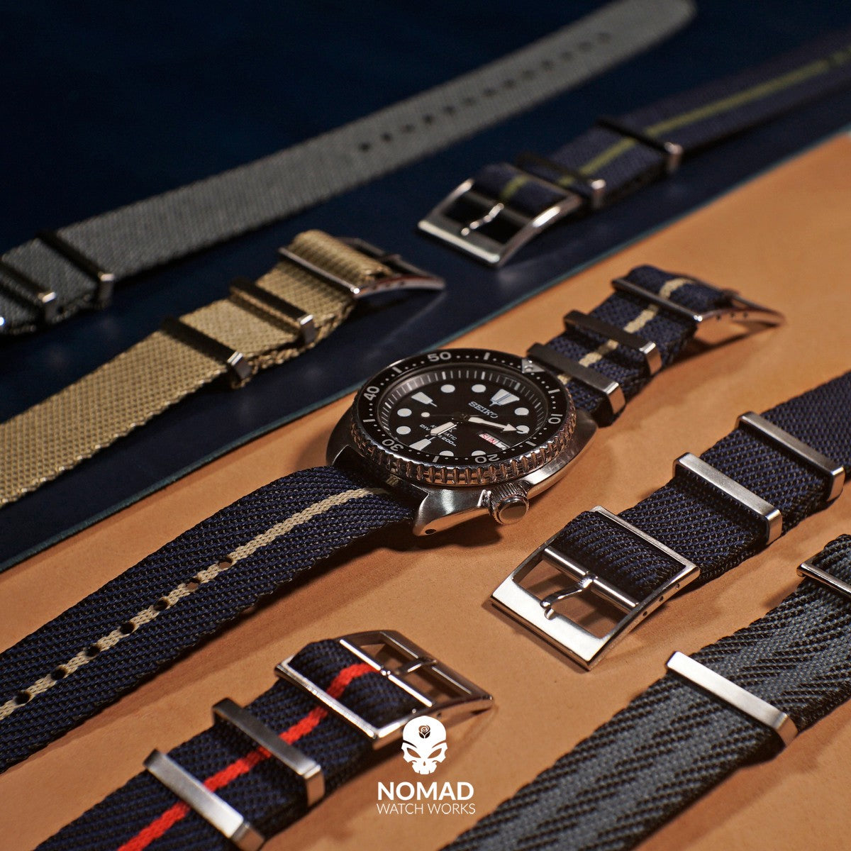 Lux Single Pass Strap in Black Grey with Silver Buckle (20mm) - Nomad Watch Works Malaysia