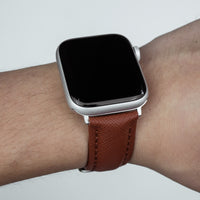 Apple Watch Premium Saffiano Leather Strap in Brown (38 & 40mm) - Nomad Watch Works MY