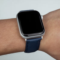 Apple Watch Premium Saffiano Leather Strap in Navy (38 & 40mm) - Nomad Watch Works MY