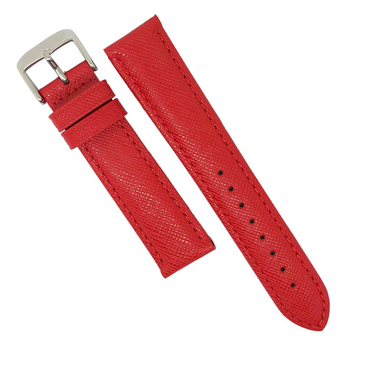 Premium Saffiano Leather Strap in Red (18mm) - Nomad Watch Works Malaysia