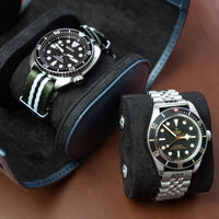 Saffiano Leather Watch Case in Navy (3 Slots) - Nomad Watch Works MY