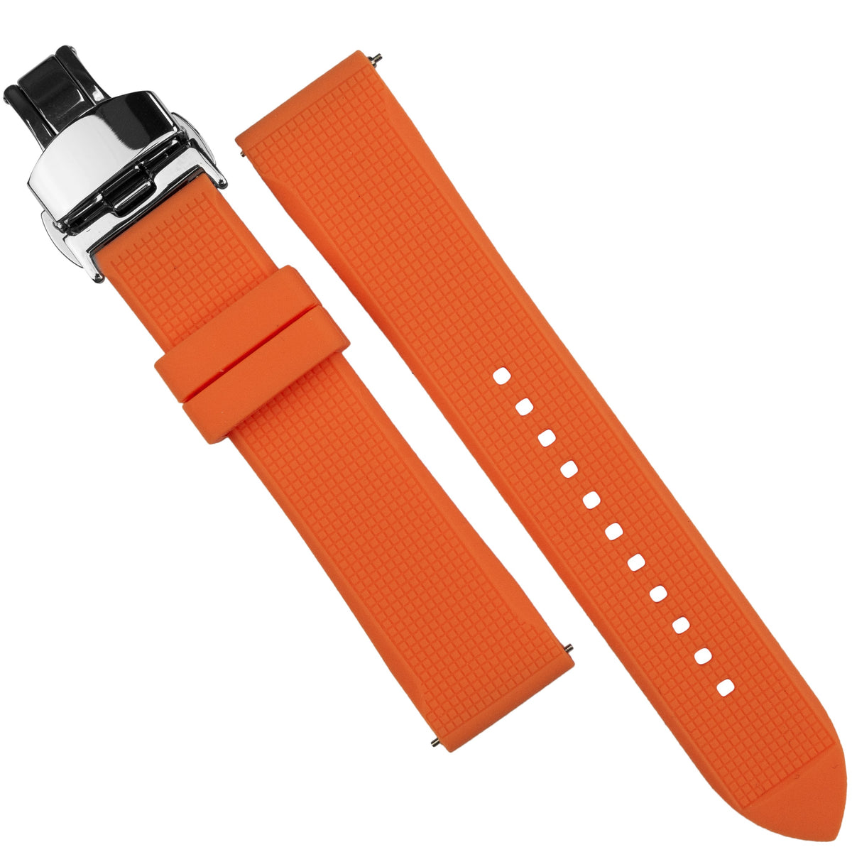 Silicone Rubber Strap w/ Butterfly Clasp in Orange (18mm) - Nomad Watch Works MY