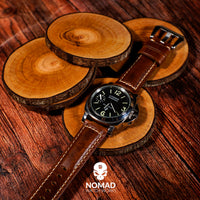M2 Oil Waxed Leather Watch Strap in Tan with Silver Buckle (20mm) - Nomad Watch Works Malaysia
