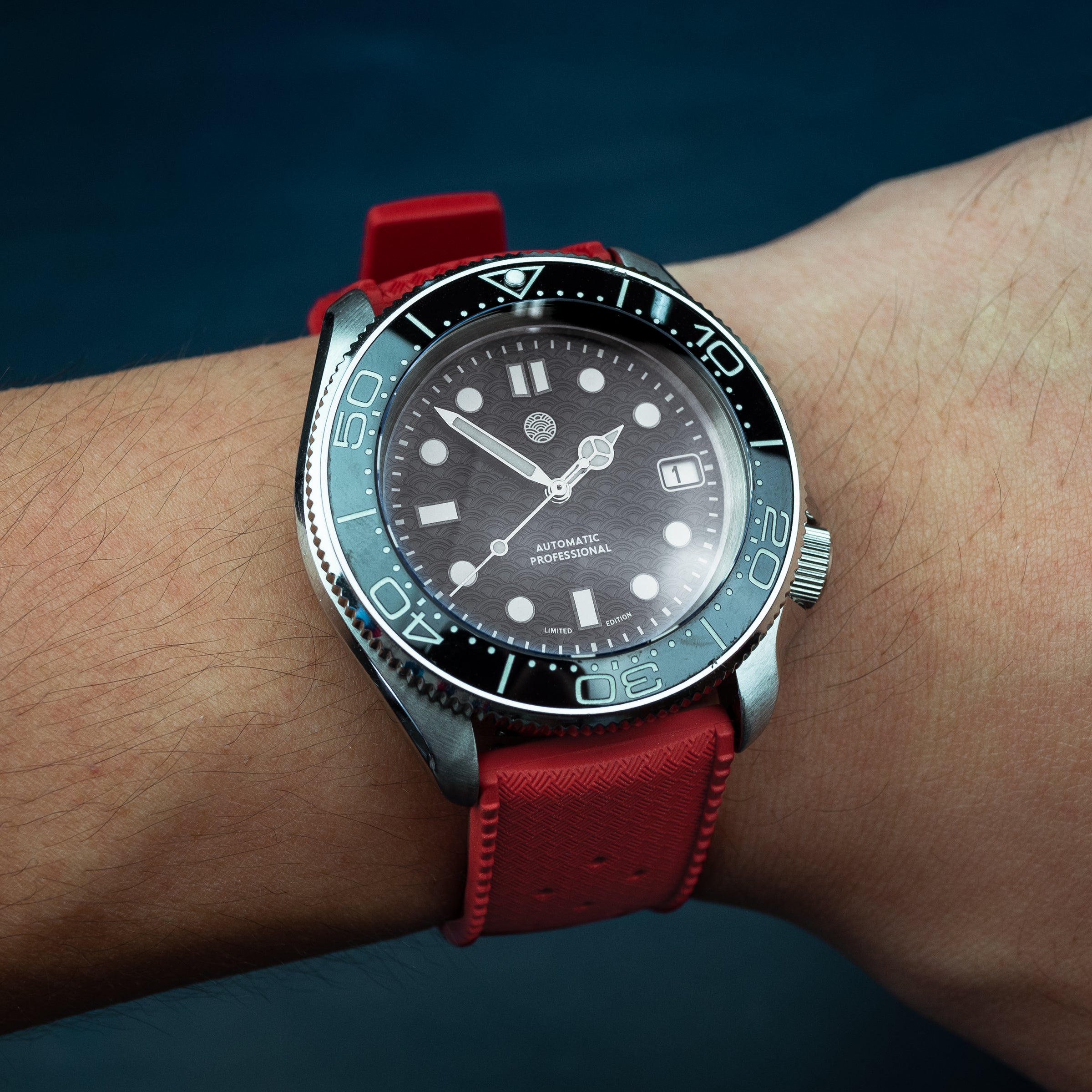 Tropic FKM Rubber Strap in Red (20mm) - Nomad Watch Works Malaysia