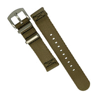 Two Piece Seat Belt Nato Strap in Khaki with Brushed Silver Buckle (20mm) - Nomad Watch Works Malaysia
