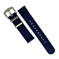 Two Piece Seat Belt Nato Strap in Navy with Brushed Silver Buckle (20mm) - Nomad Watch Works Malaysia