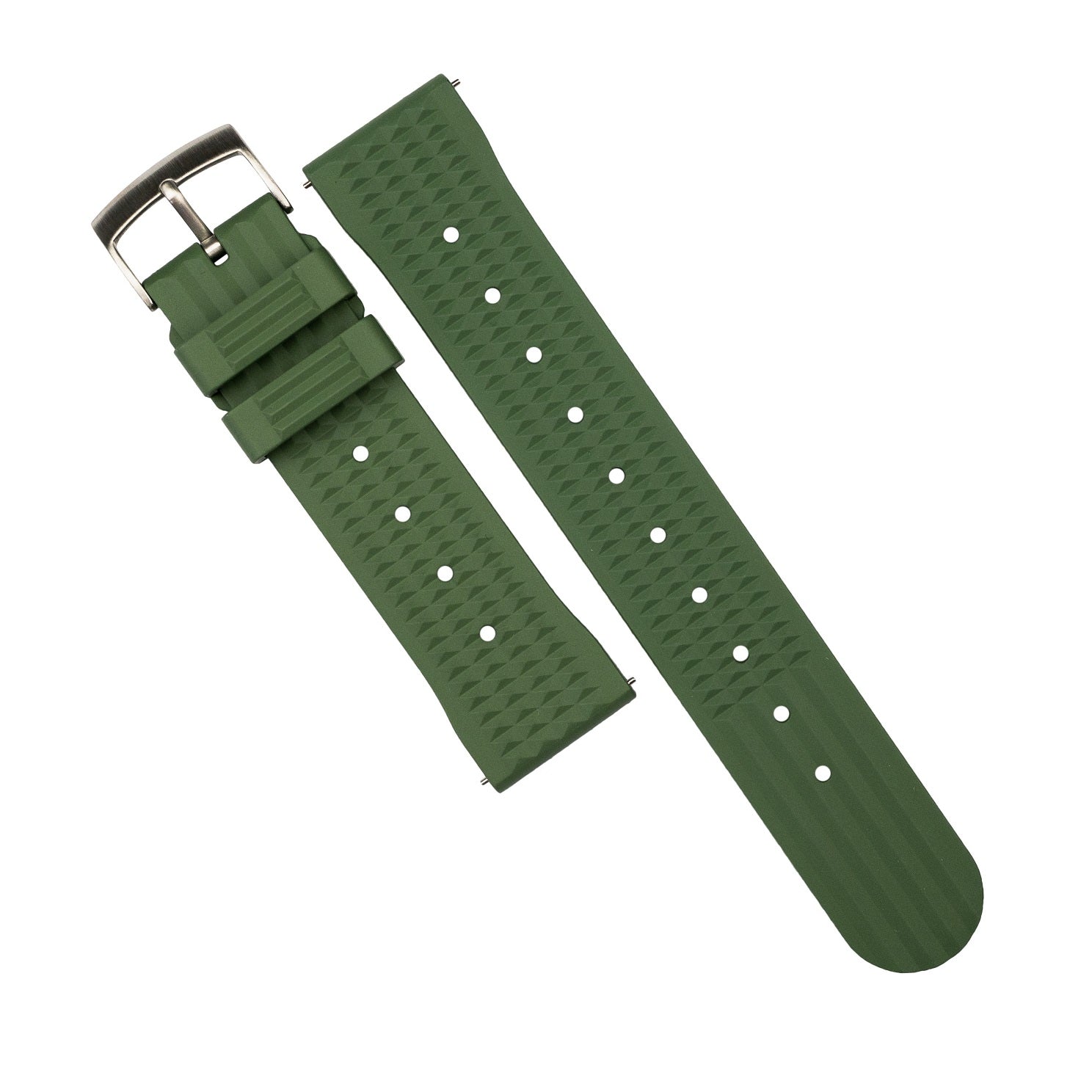 Waffle FKM Rubber Strap in Green (20mm) - Nomad Watch Works Malaysia