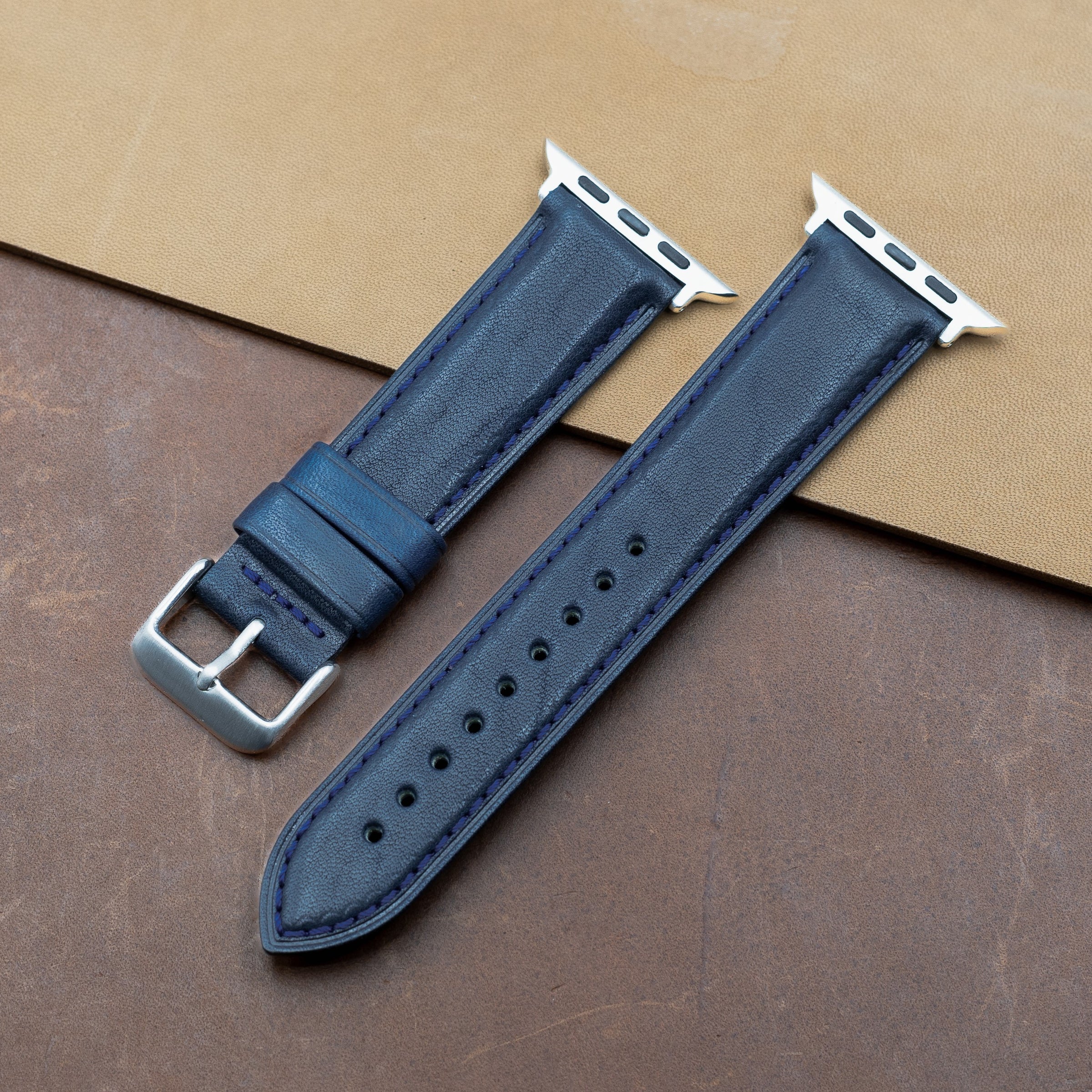 N2W Classic Horween Leather Strap in Dublin Navy (38, 40, 41mm) - Nomad Watch Works MY