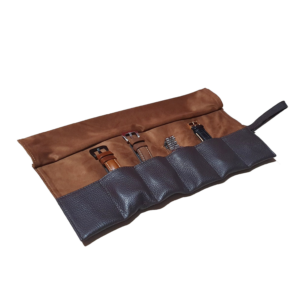 Leather Watch Roll in Brown (6 Watch Slots) - Nomad Watch Works Malaysia