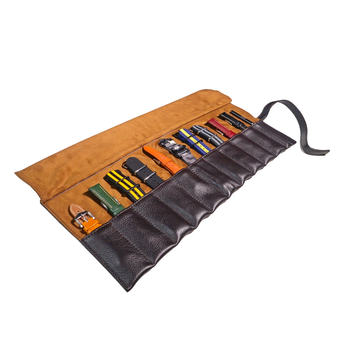 Leather Strap Roll in Brown (10 Slots) - Nomad Watch Works Malaysia