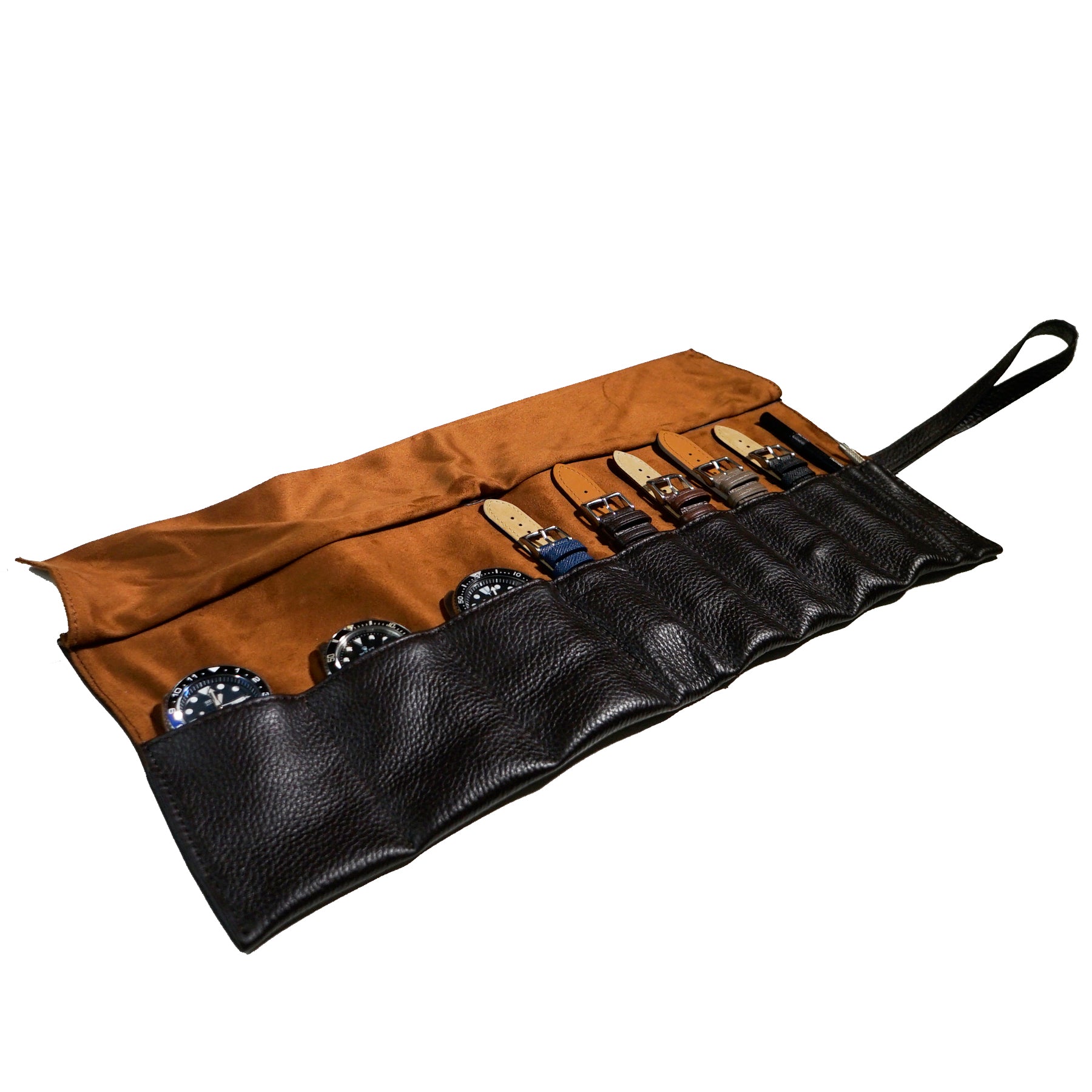 Leather Watch & Strap Roll in Brown (3+5 Slots) - Nomad Watch Works Malaysia