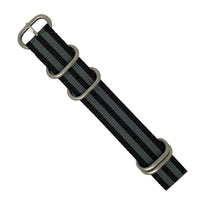 Heavy Duty Zulu Strap in Black Grey (James Bond) with Silver Buckle (20mm) - Nomad Watch Works Malaysia