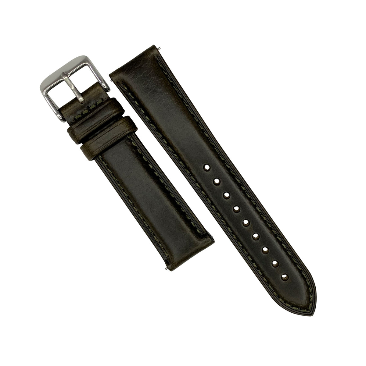 N2W Classic Horween Leather Strap in Chromexcel® Olive (18mm) - Nomad Watch Works Malaysia