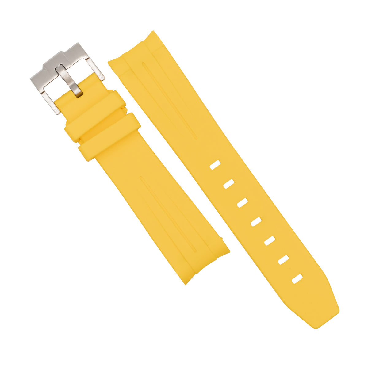 Curved End Rubber Strap for Omega x Swatch Moonswatch in Yellow (20mm) - Nomad Watch Works MY