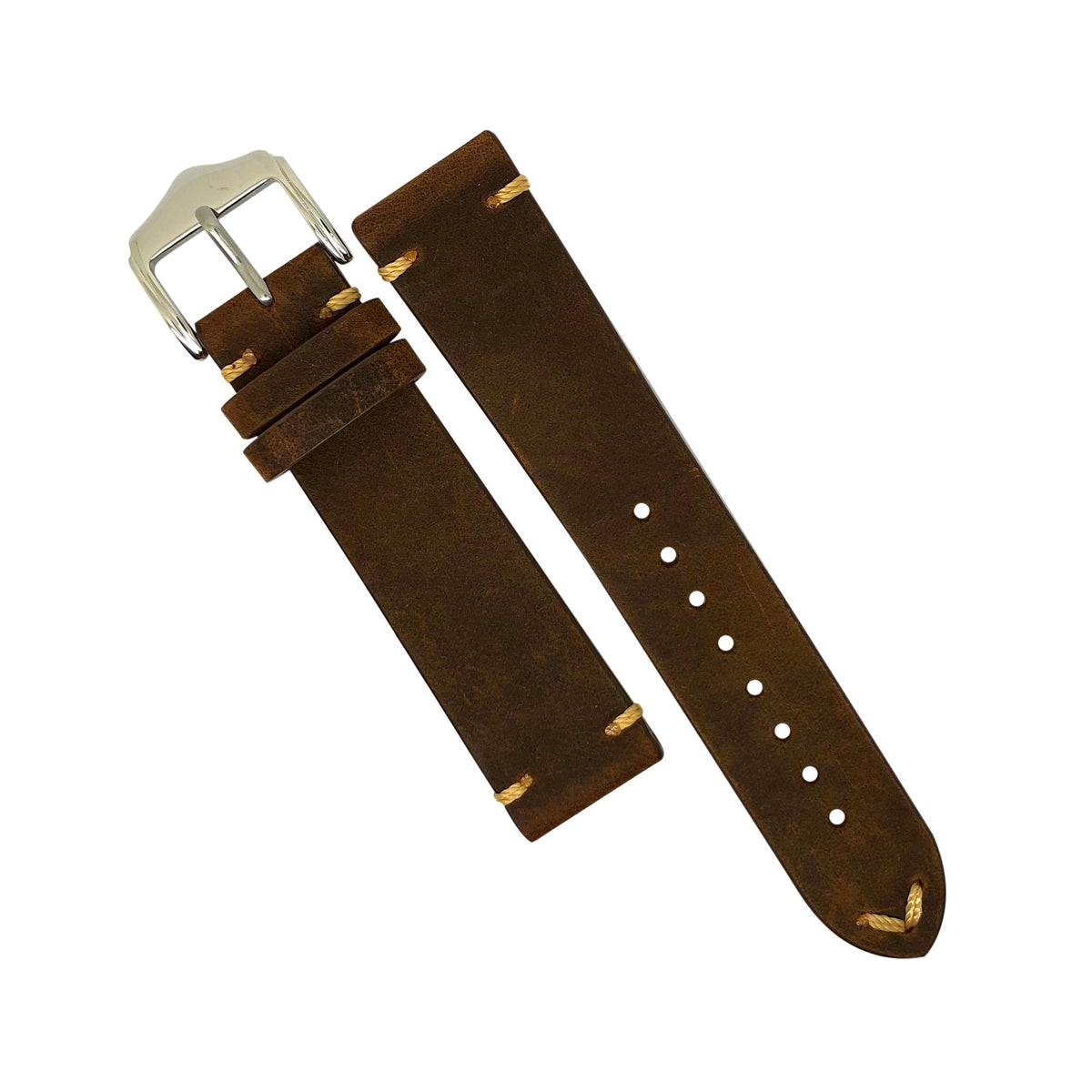 Premium Vintage Calf Leather Watch Strap in Rustic Tan (20mm) - Nomad Watch Works Malaysia