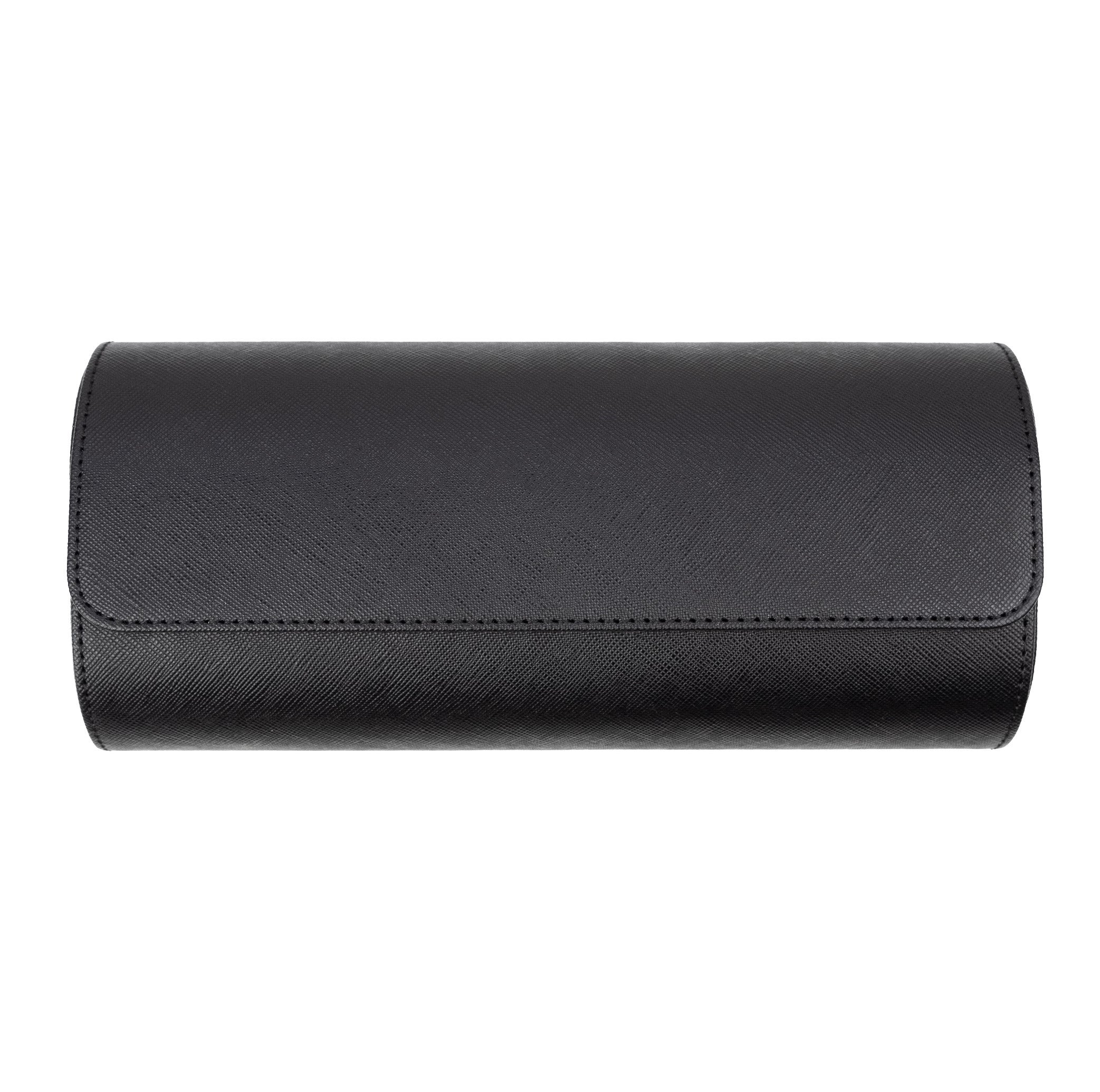 Saffiano Leather Watch Case in Black (3 Slots) - Nomad Watch Works MY