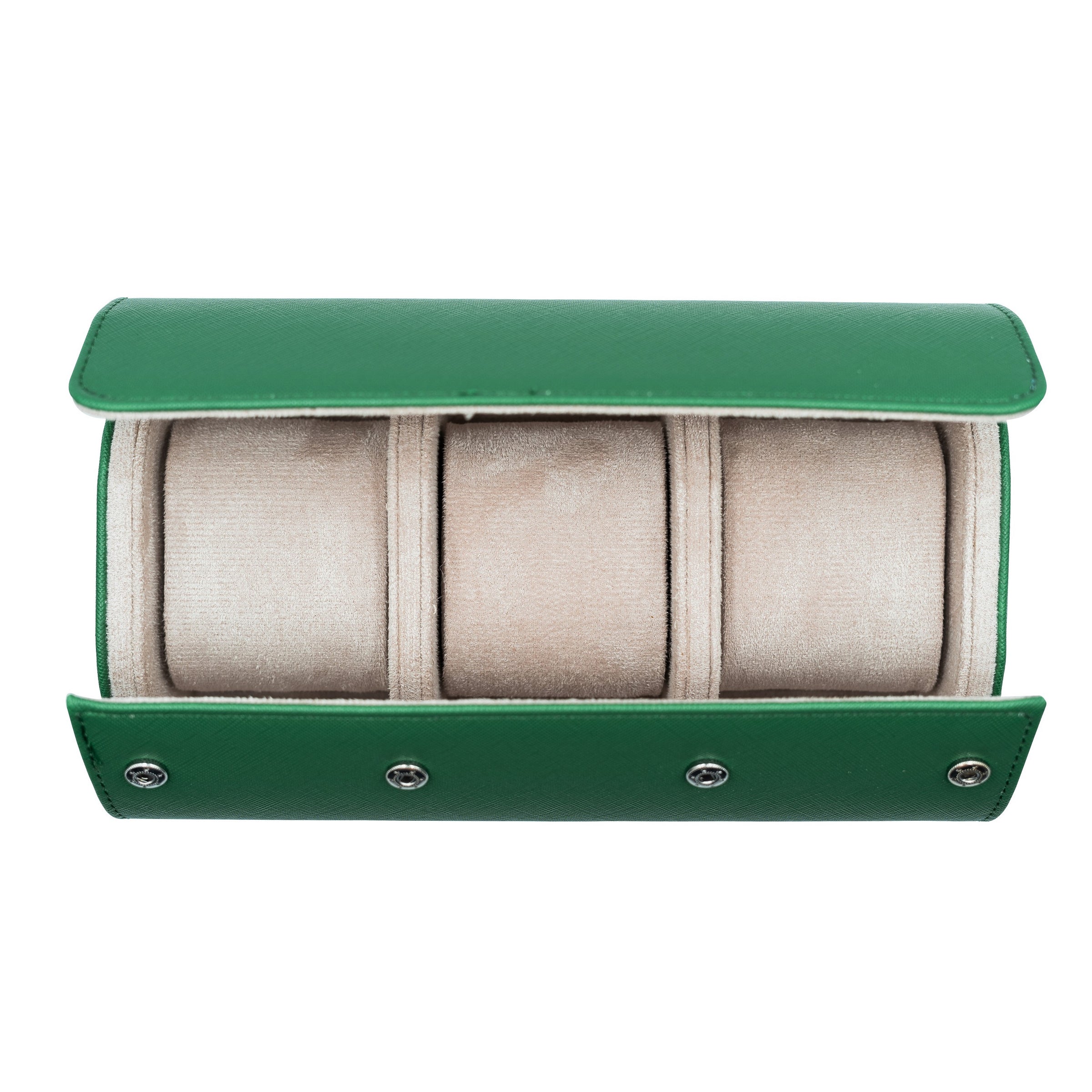 Saffiano Leather Watch Case in Green (3 Slots) - Nomad Watch Works MY