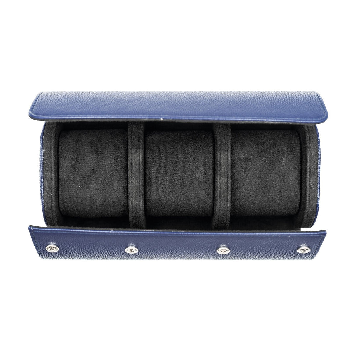 Saffiano Leather Watch Case in Navy (3 Slots) - Nomad Watch Works MY