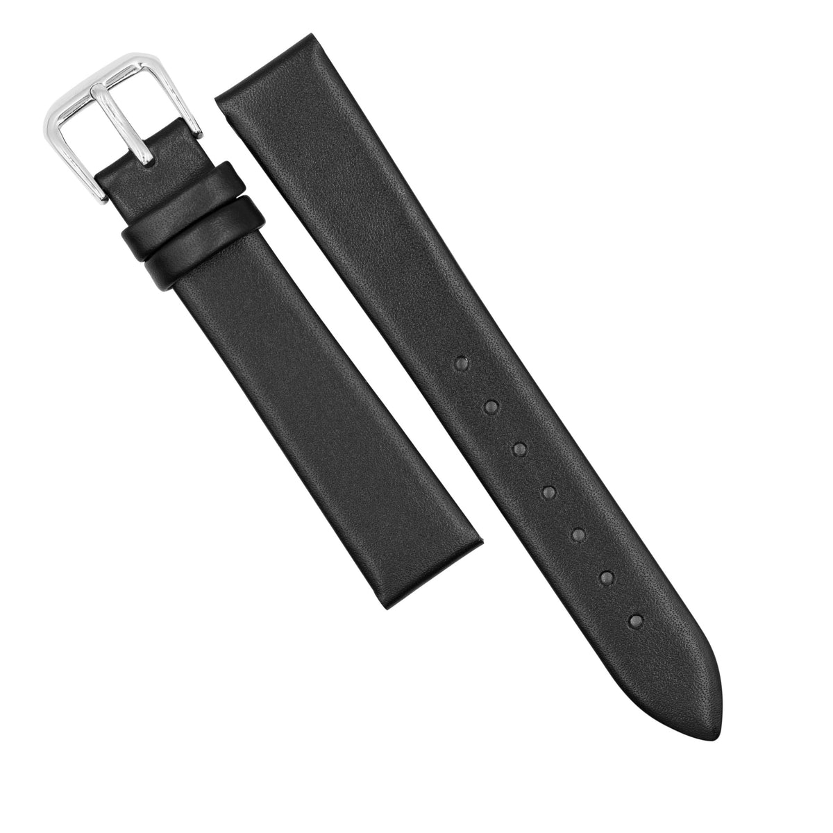 Unstitched Smooth Leather Watch Strap in Black (12mm) - Nomad Watch Works MY