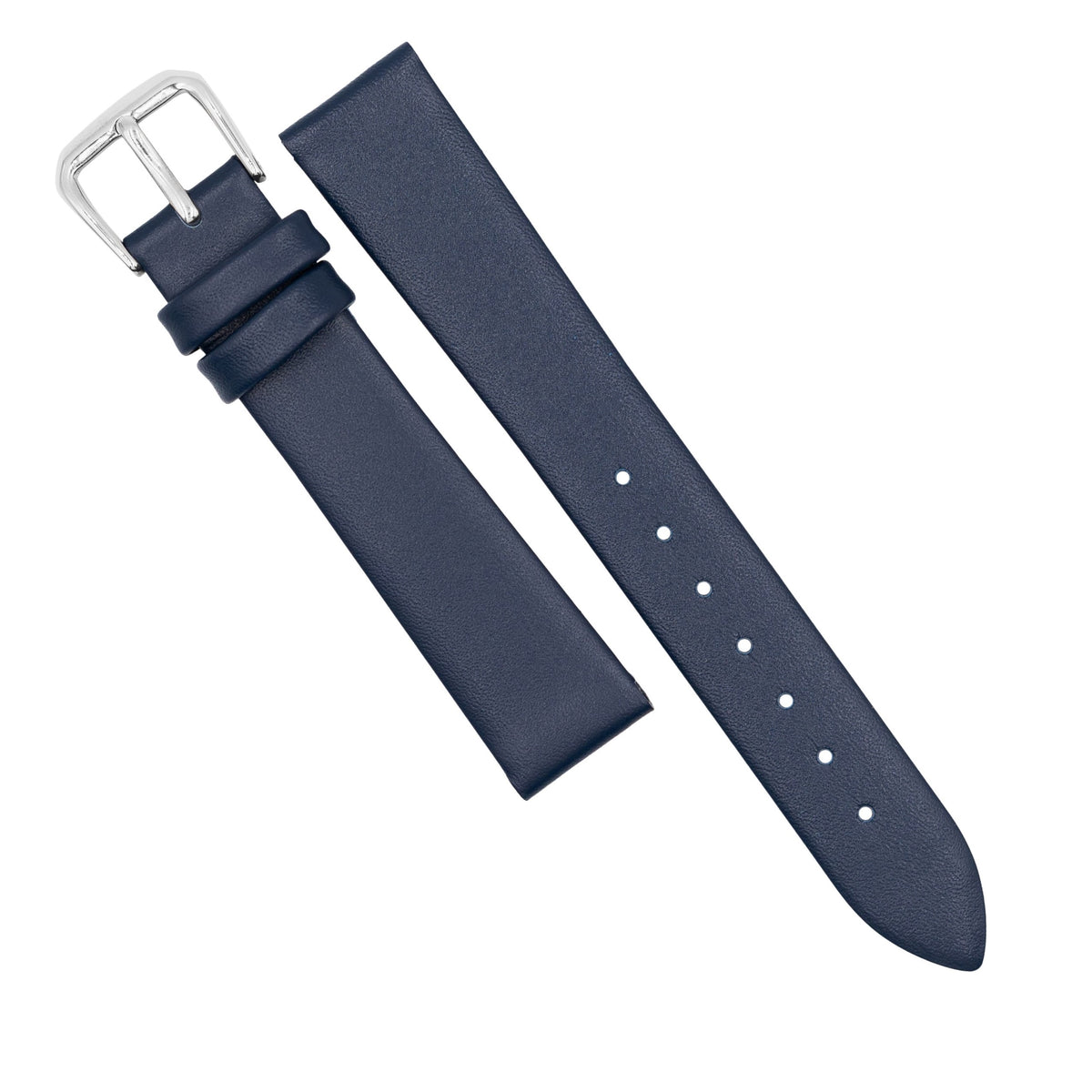 Unstitched Smooth Leather Watch Strap in Navy (12mm) - Nomad Watch Works MY