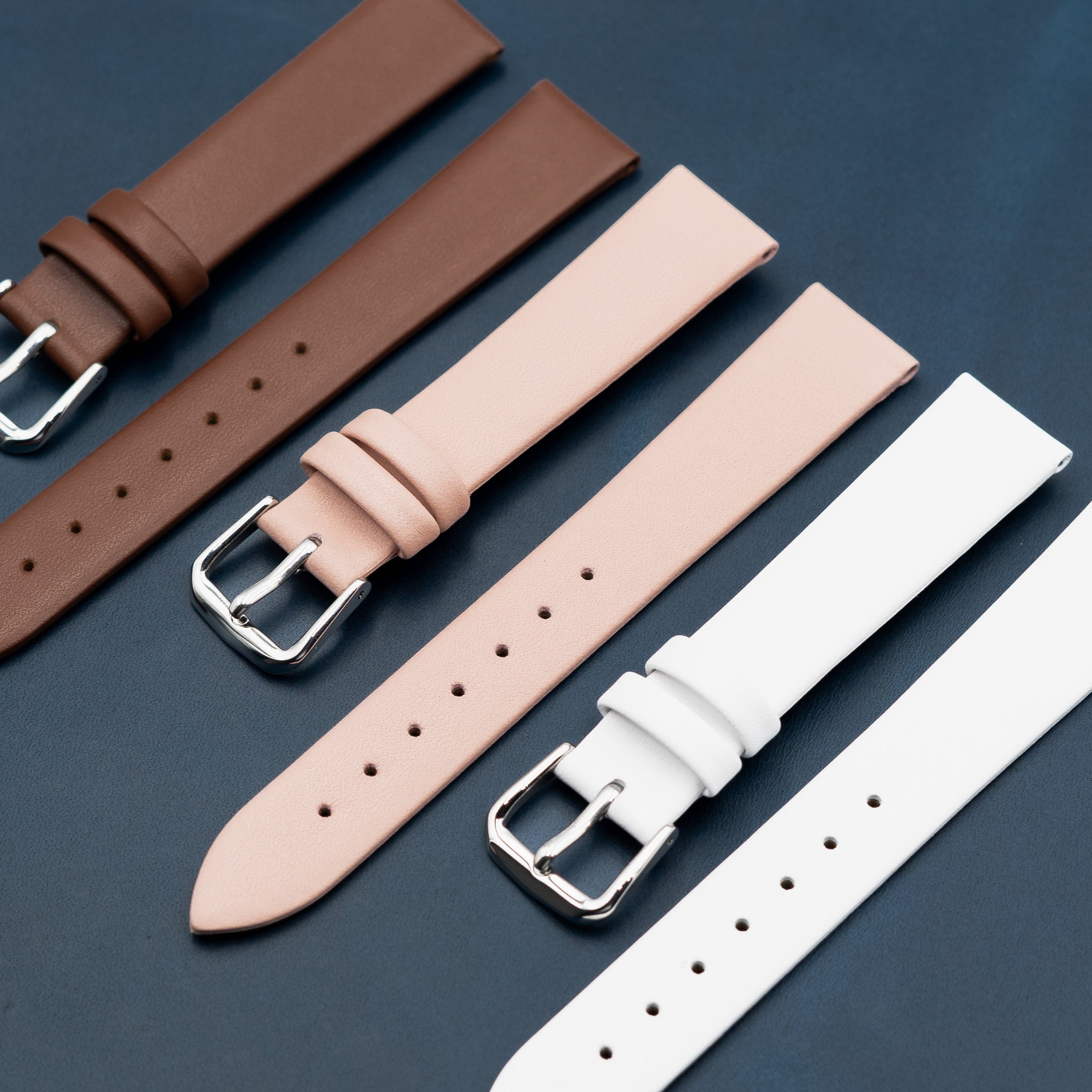 Unstitched Smooth Leather Watch Strap in Pink (12mm) - Nomad Watch Works MY