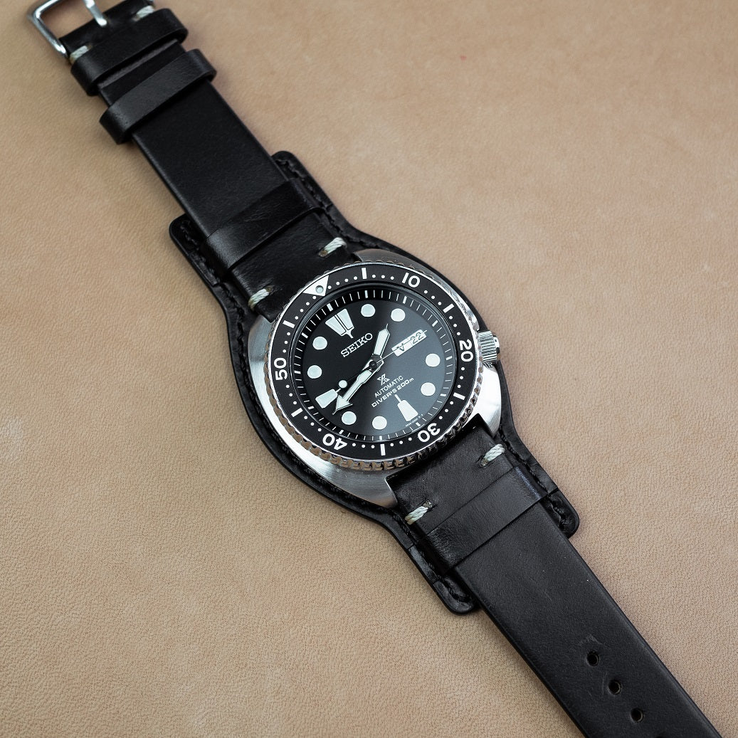 N2W Horween Leather Bund Pad in Black - Nomad Watch Works MY