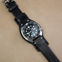 N2W Horween Leather Bund Pad in Black - Nomad Watch Works MY